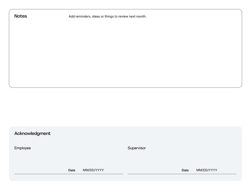 Monthly Planner Template for tracking employee tasks, schedules and performance