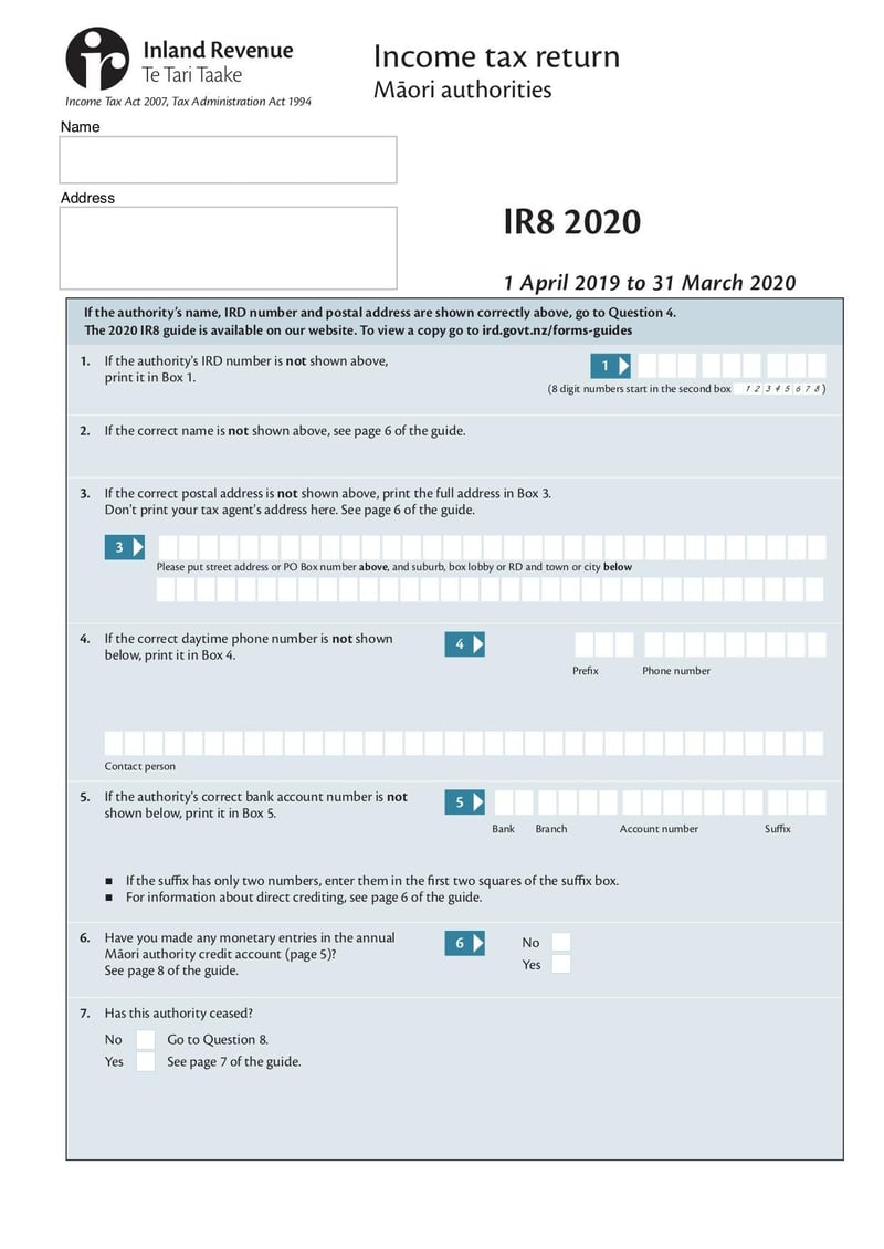 Large thumbnail of Form IR8 - Mar 2020