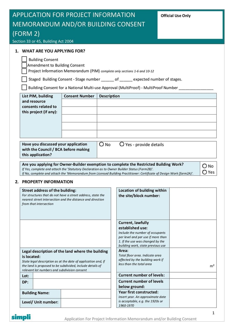 Large thumbnail of Building Consent Application Form 2 - Nov 2022