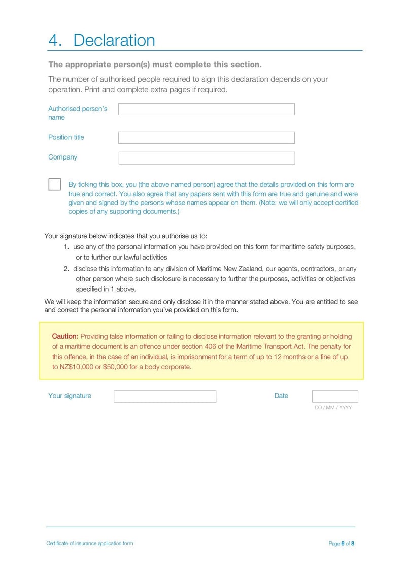 Large thumbnail of Certificates of Insurance Application Form for Oil Tankers and Ships - Jun 2020