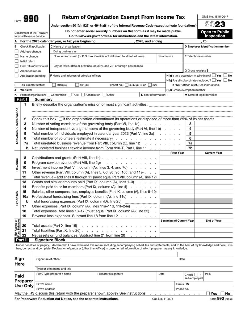 Large thumbnail of Form 990 - Jan 2023