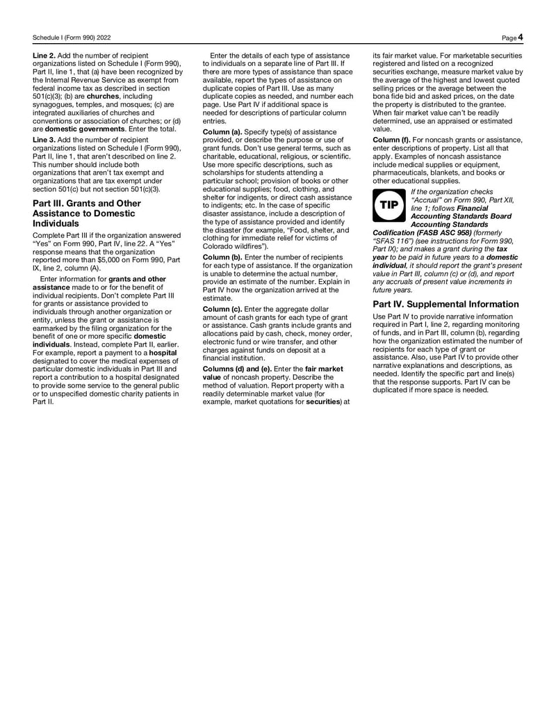 Large thumbnail of Schedule I (Form 990) - Nov 2022