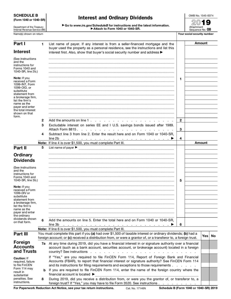 Large thumbnail of Schedule B (Form 1040 or 1040-SR) - Nov 2019