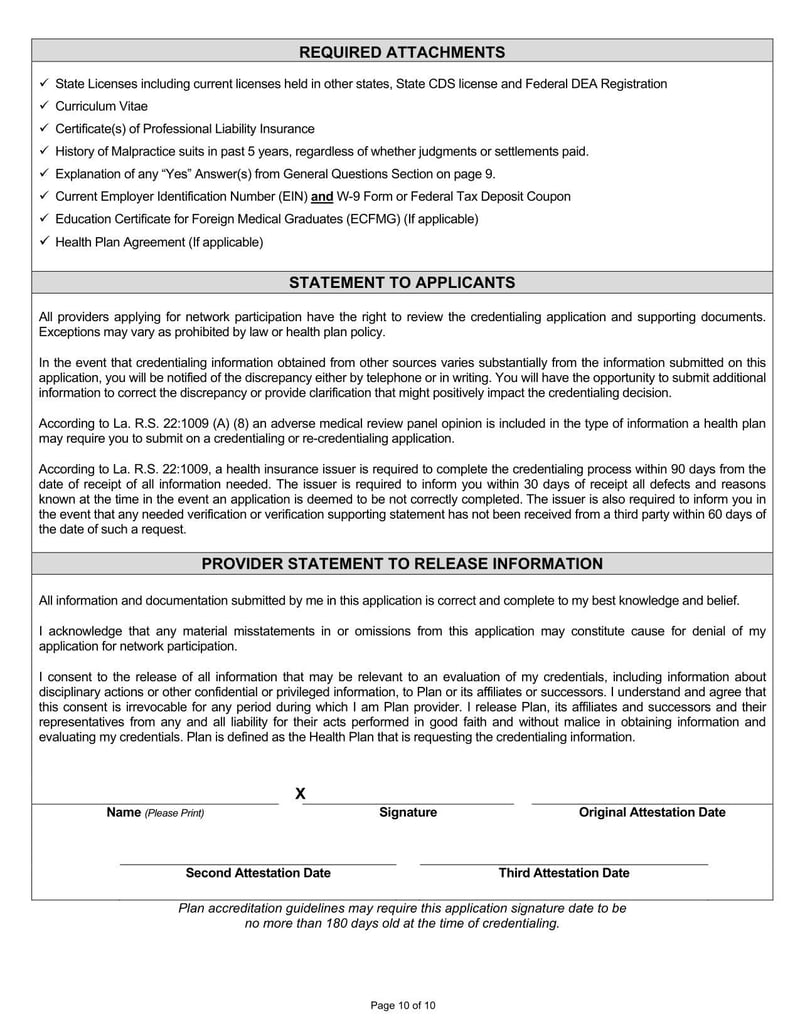 Large thumbnail of Louisiana Standardized Credentialing Application