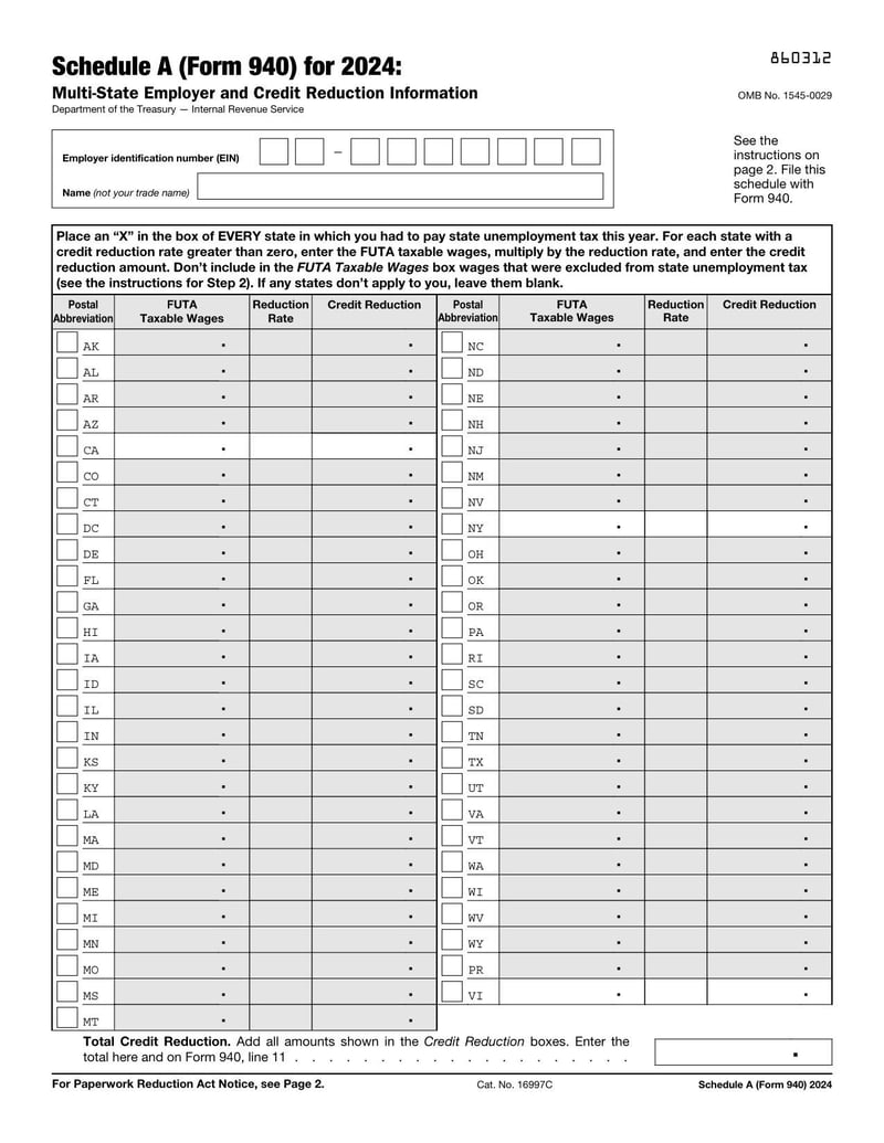 Large thumbnail of Schedule A (Form 940) - 2024
