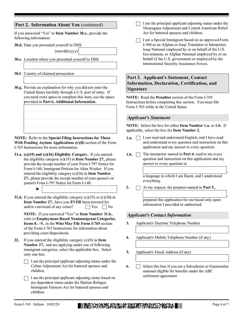 Large thumbnail of Form I-765 - Feb 2020