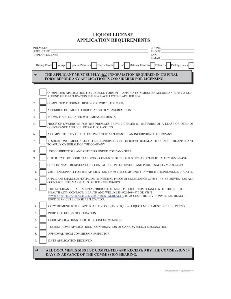 Large thumbnail of Prince Edward Island Liquor License Application Requirements