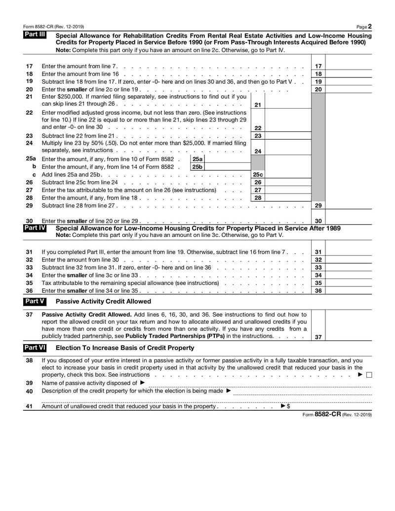 Large thumbnail of Form 8582-CR - Dec 2019