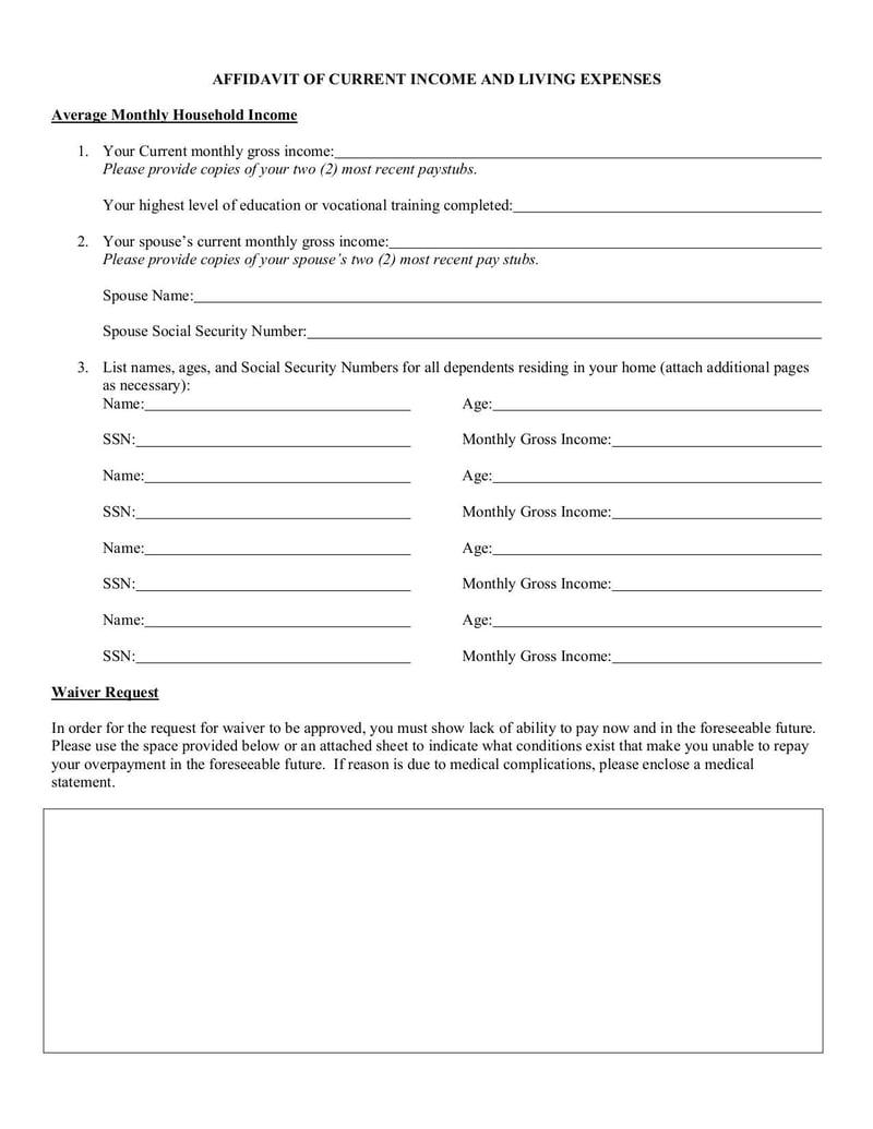 Large thumbnail of Request of Reconsideration of Overpayment Recoupment Waiver Form - Aug 2021