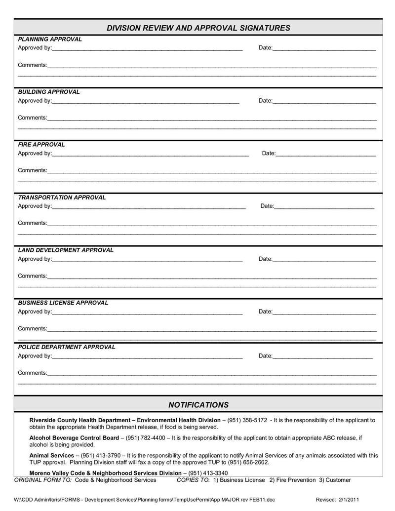 Large thumbnail of Major Temporary Use Permit Application Form - Feb 2011