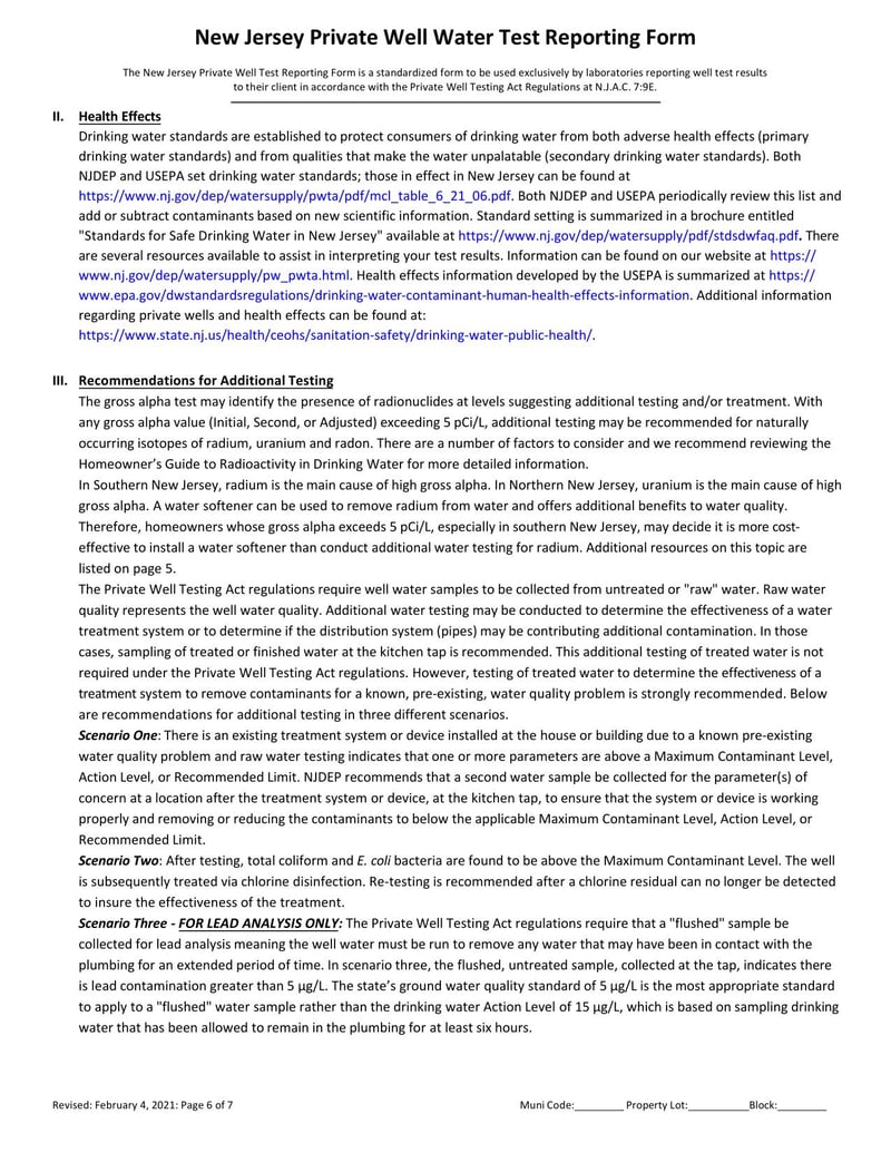 Large thumbnail of New Jersey Private Well Water Test Reporting Form