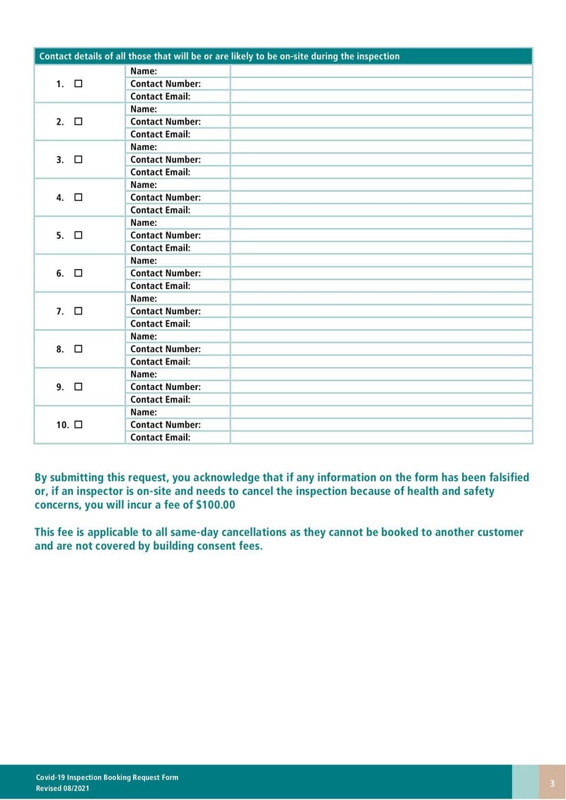 Large thumbnail of Inspection Booking Request Form COVID - Aug 2021