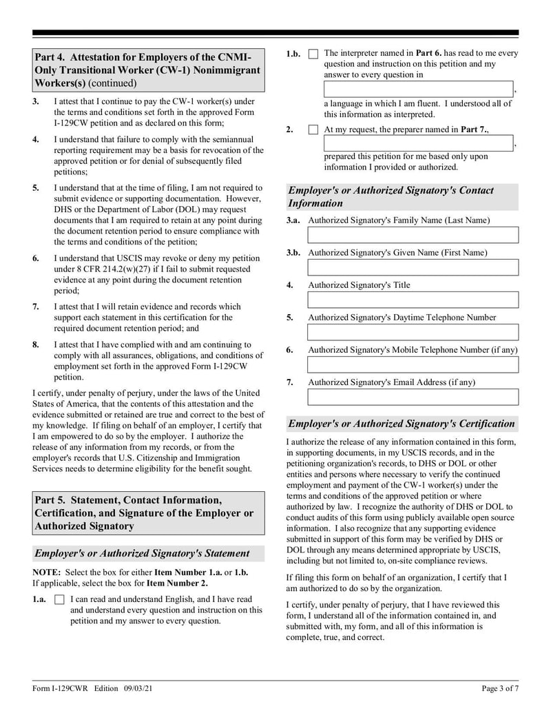 Large thumbnail of Form I-129CWR - Sep 2021