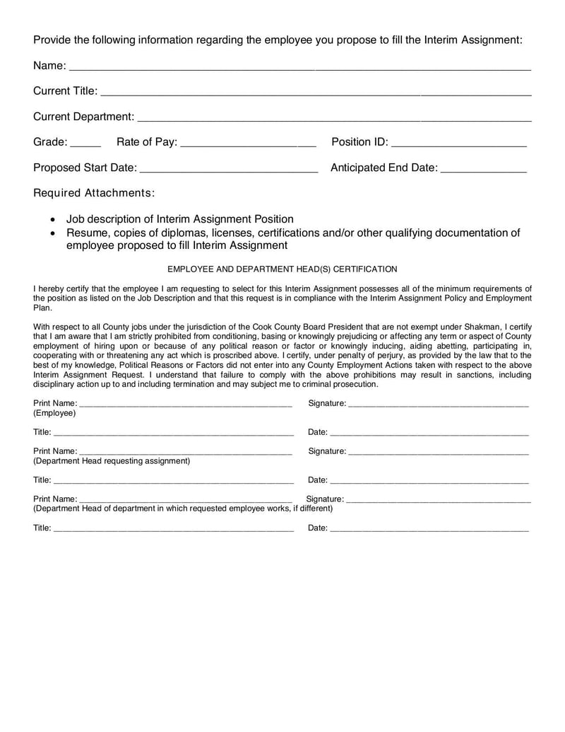Large thumbnail of Interim Assignment Request Form - Jan 2016