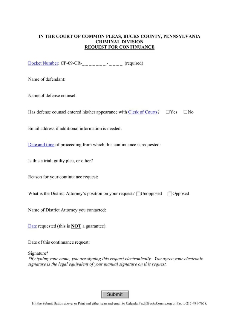 Large thumbnail of Criminal Continuance Request (Form CP-09-CR) - Nov 2015