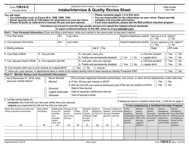Large thumbnail of Form 13614-C - Oct 2019