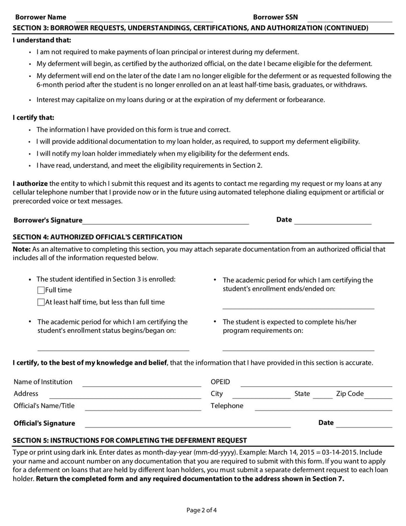 Large thumbnail of Parent PLUS Borrower Deferment Request Form - Jan 2016