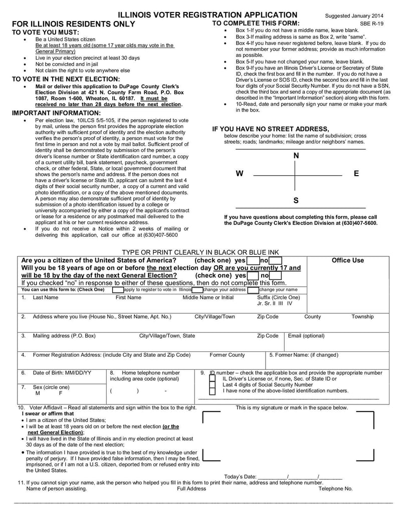 Large thumbnail of Illinois Voter Registration Application Form - Feb 2019