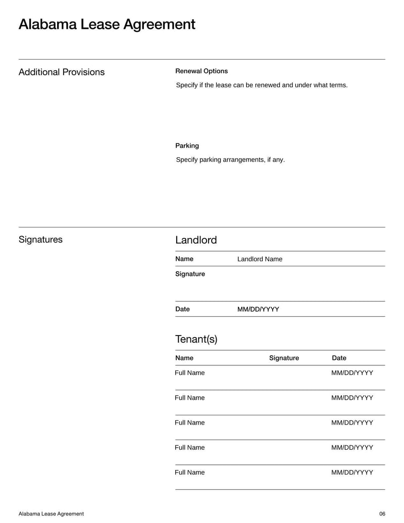 Large thumbnail of Alabama Lease Agreement Template