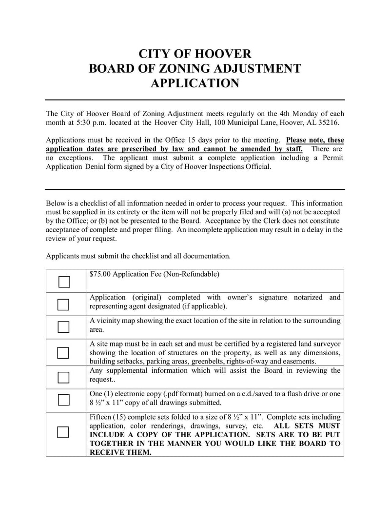 Large thumbnail of Board of Zoning Adjustment Application Form - Sep 2020