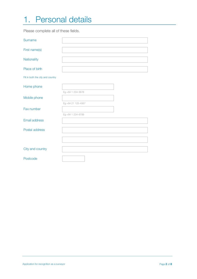 Large thumbnail of Application for Recognition as a Surveyor MNZ Form - Aug 2019