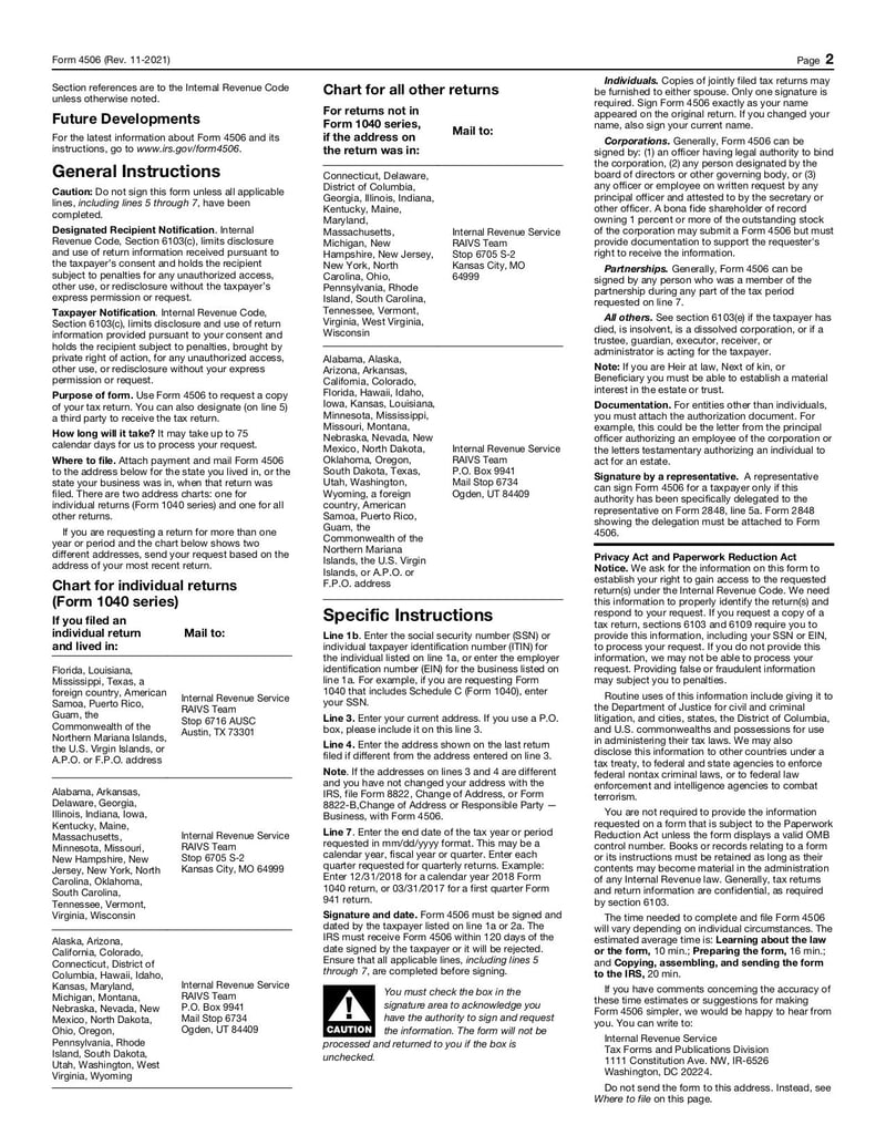 Large thumbnail of Form 4506 - Nov 2021