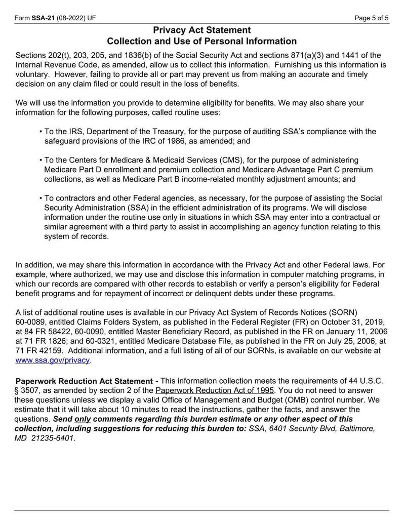 Large thumbnail of Form SSA-21