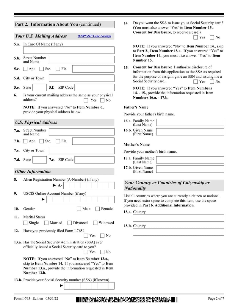 Large thumbnail of Form I-765 - Oct 2022