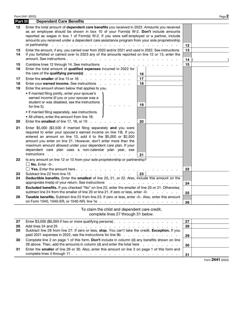 Large thumbnail of Form 2441 - Jan 2022
