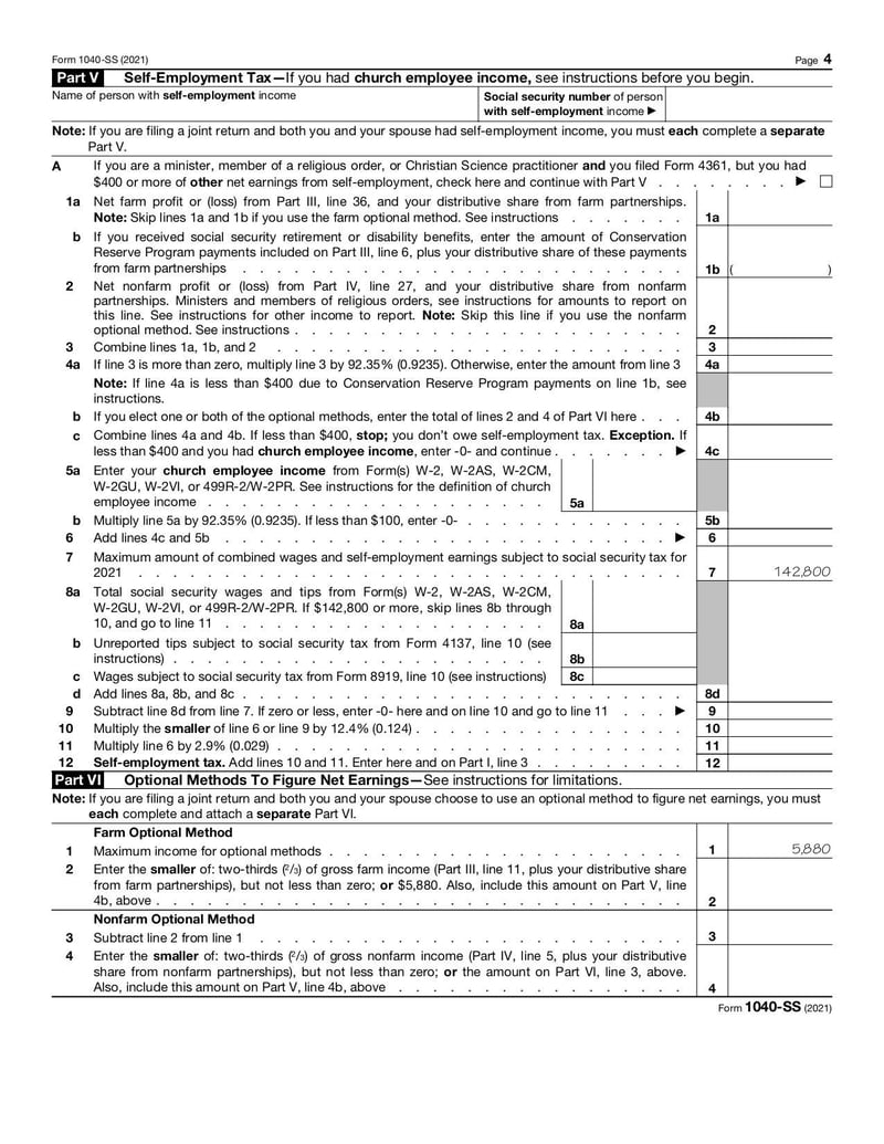 Thumbnail of Form 1040-SS - Jan 2022 - page 3