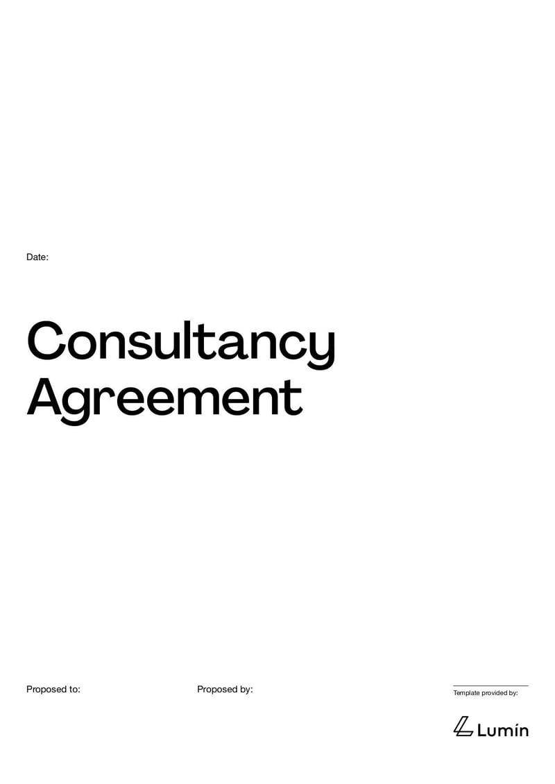 Consultancy Agreement Template for defining services, payment terms, responsibilities, and legal protections between consultant and client