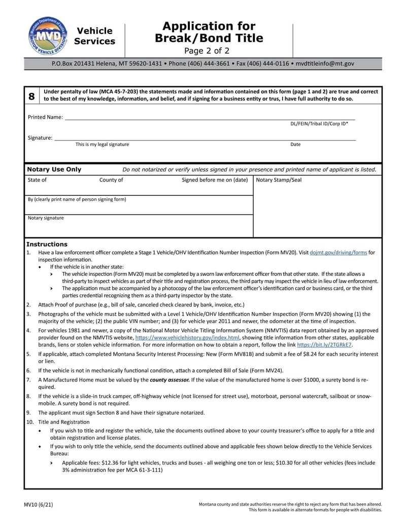 Large thumbnail of Form MV10 (Jun 2021)