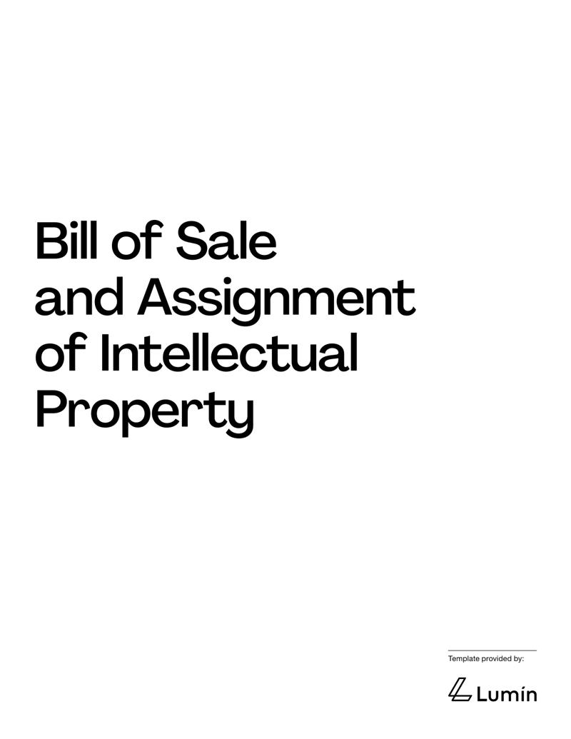Bill of Sale for Intellectual Property template outlining the transfer of IP rights between parties