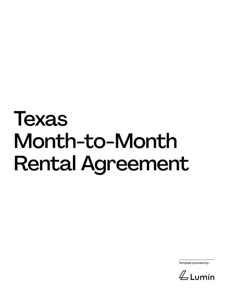 Texas Month-to-Month Rental Agreement template for defining lease terms, rent payments, and tenant-landlord responsibilities