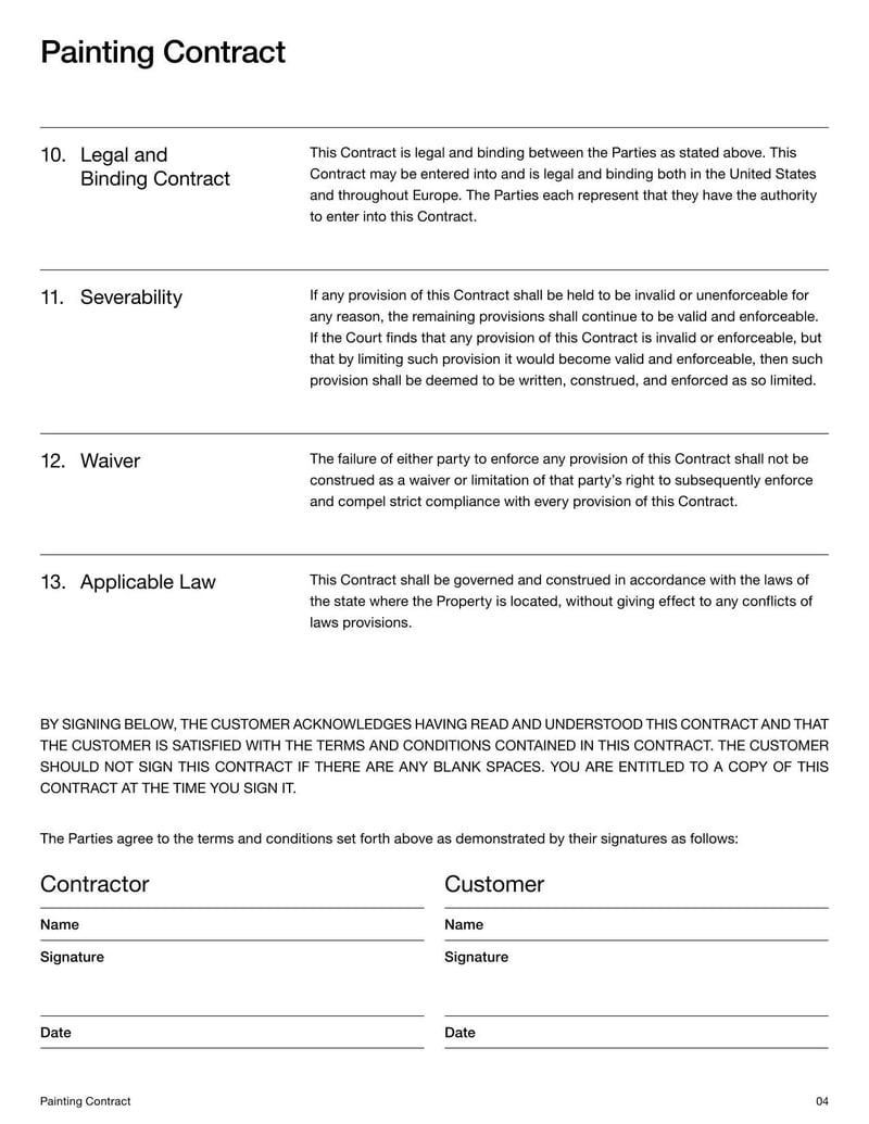 Large thumbnail of Painting Contract Template