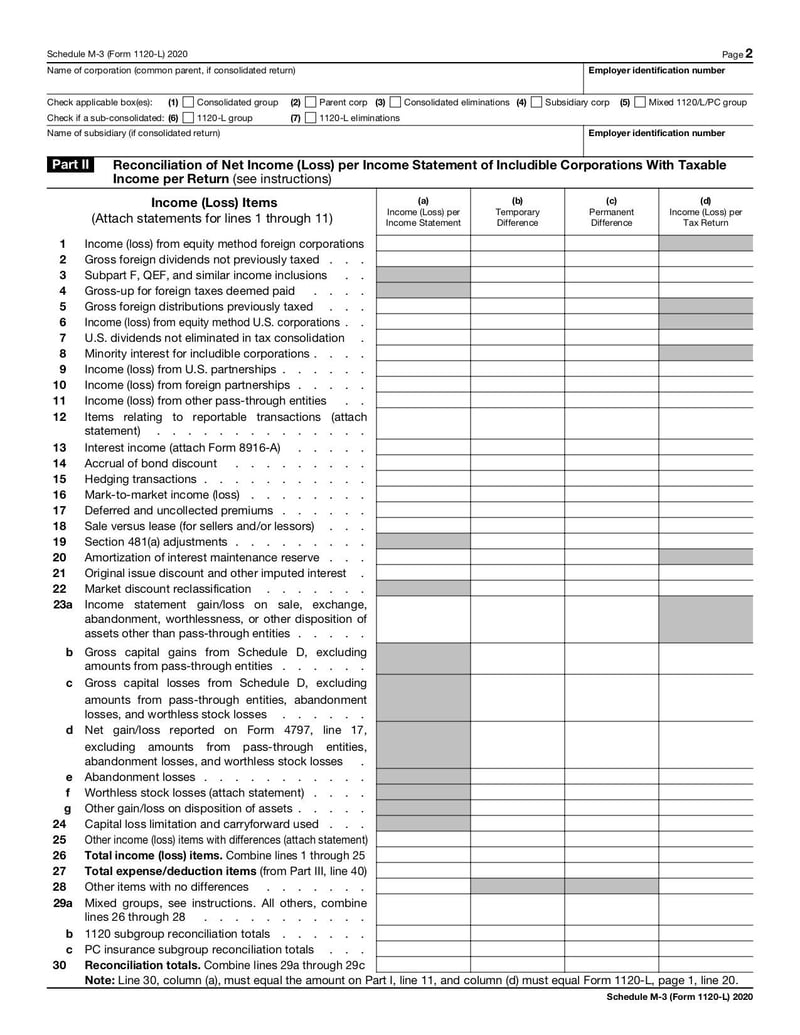 Large thumbnail of Schedule M-3 (Form 1120-L) - Jan 2020