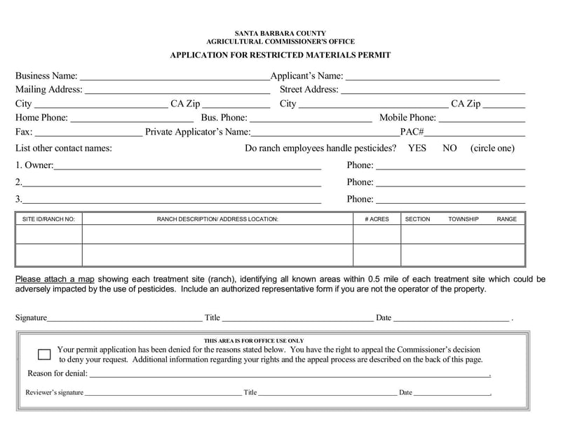 Large thumbnail of Application for Restricted Material Permit - Nov 2010