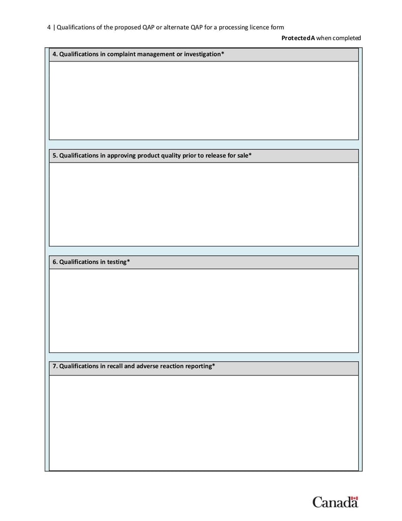 Large thumbnail of Qualifications of the Proposed Quality Assurance Person (QAP) or Alternate QAP for a Processing Licence Form - Aug 2022