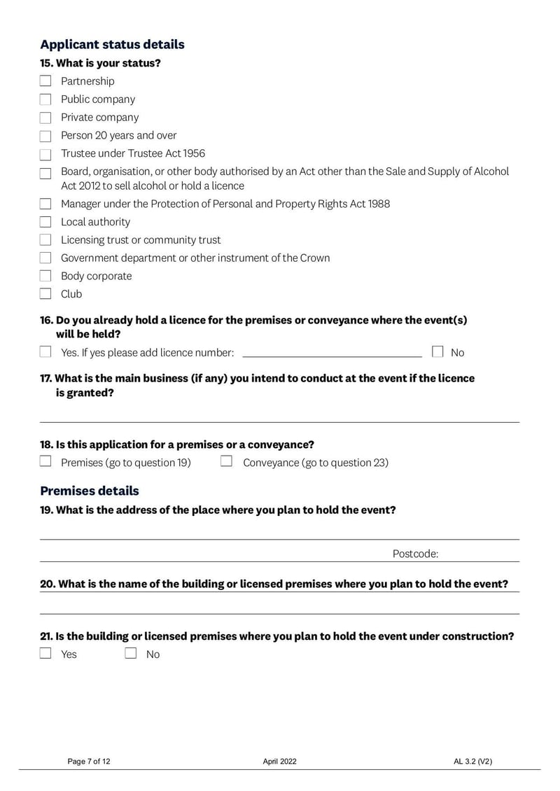 Large thumbnail of Alcohol Special Licence Application Form - Apr 2022