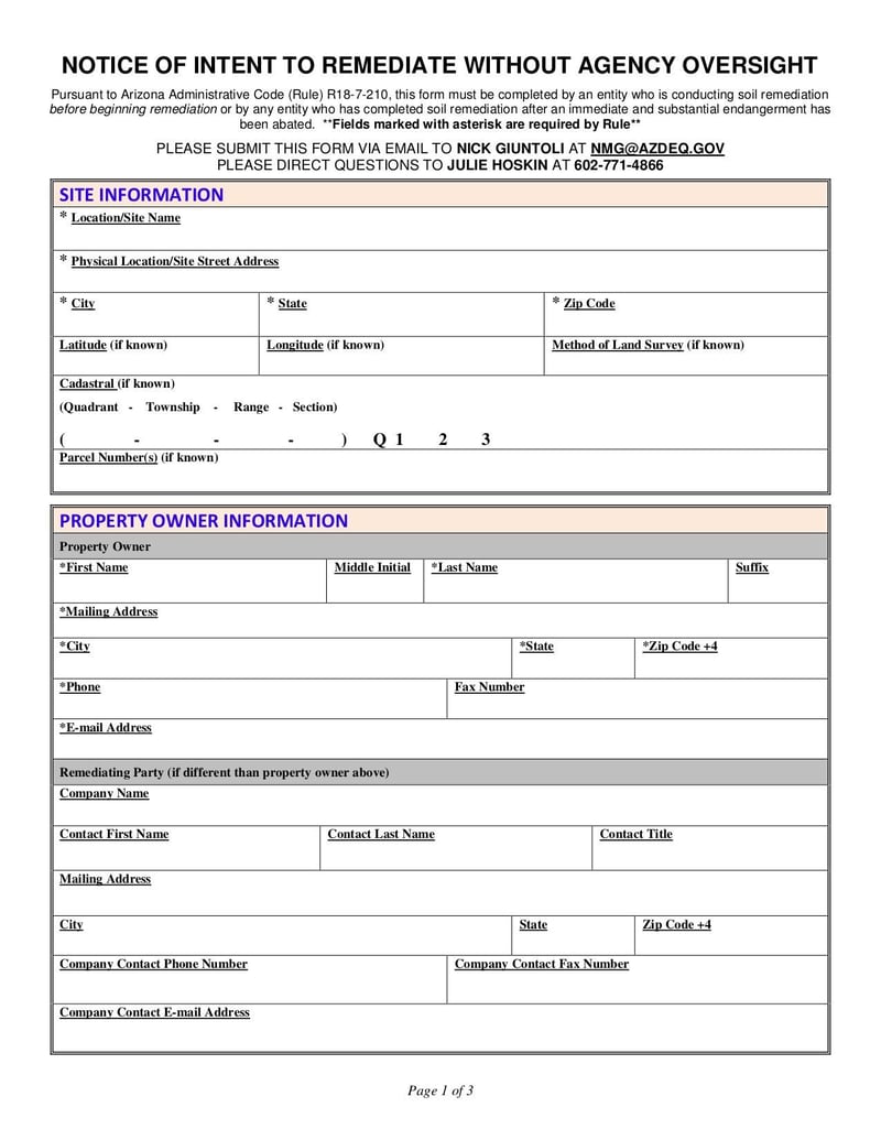Large thumbnail of Notice of Intent to Remediate Without Agency Oversight - Mar 2014