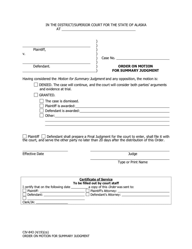 Large thumbnail of CIV-843 Order on Motion for Summary Judgment - Apr 2019