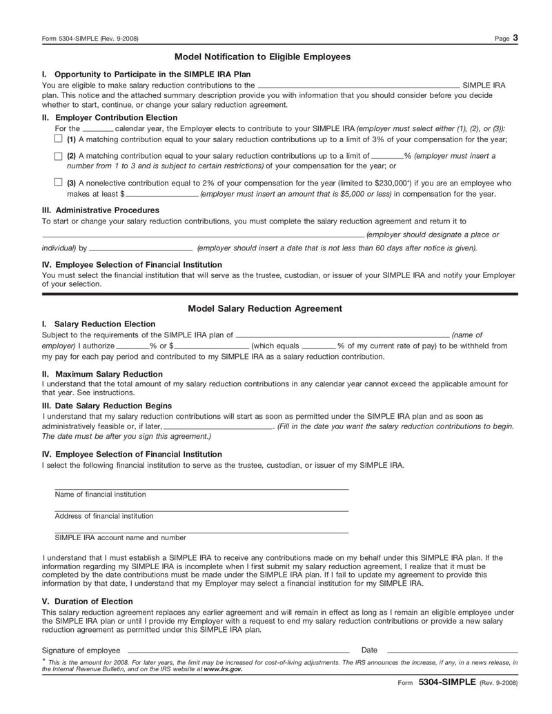 Large thumbnail of Form 5304-SIMPLE - Sep 2008