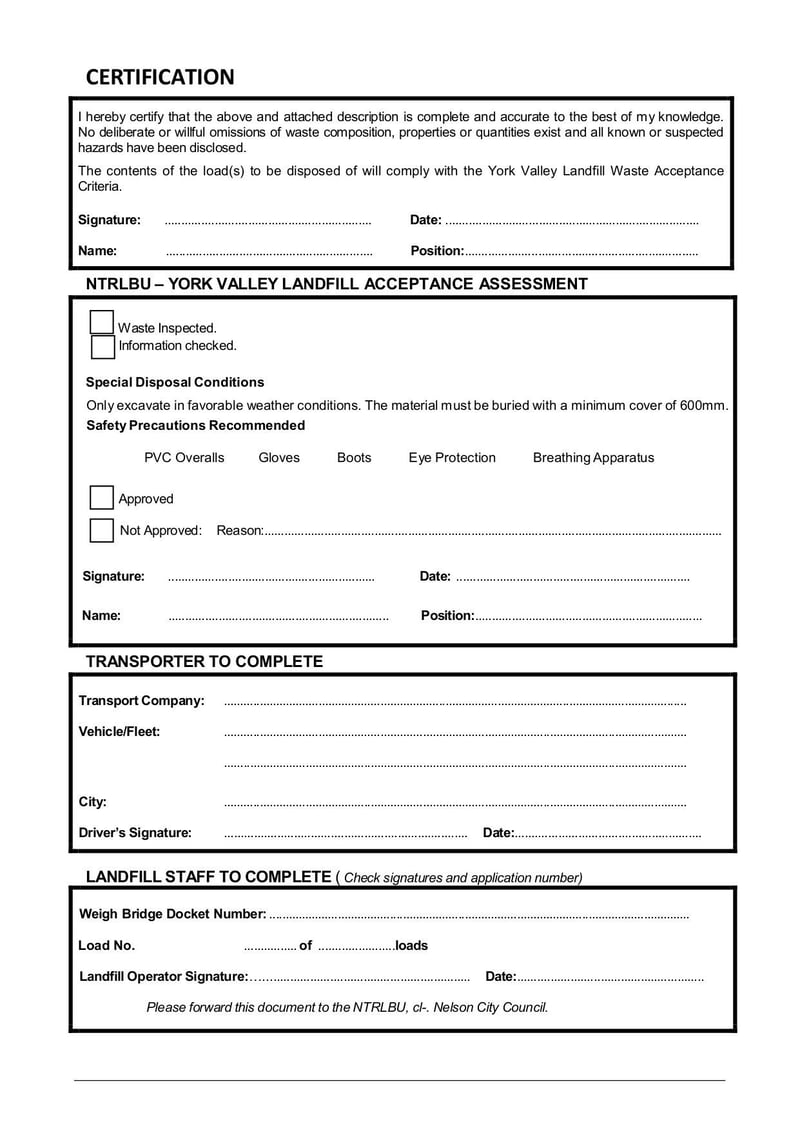 Large thumbnail of York Valley Landfill Asbestos Disposal Manifest Form - Oct 2020
