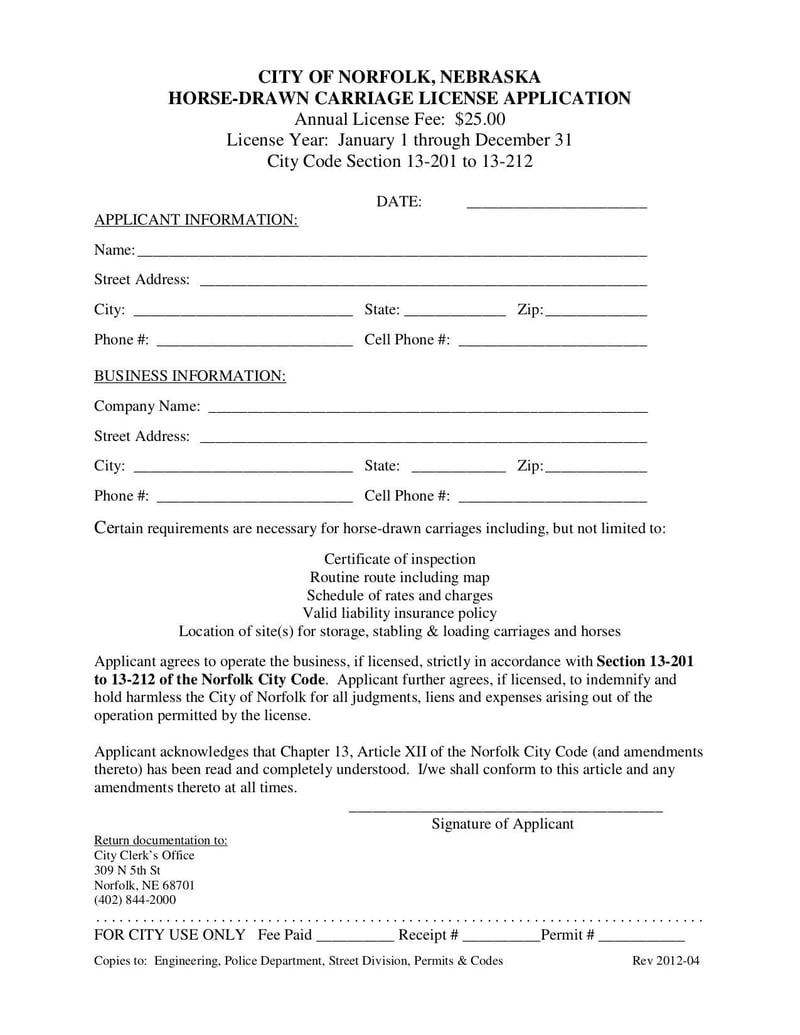 Large thumbnail of Horse-Drawn Carriage License Application - Apr 2012