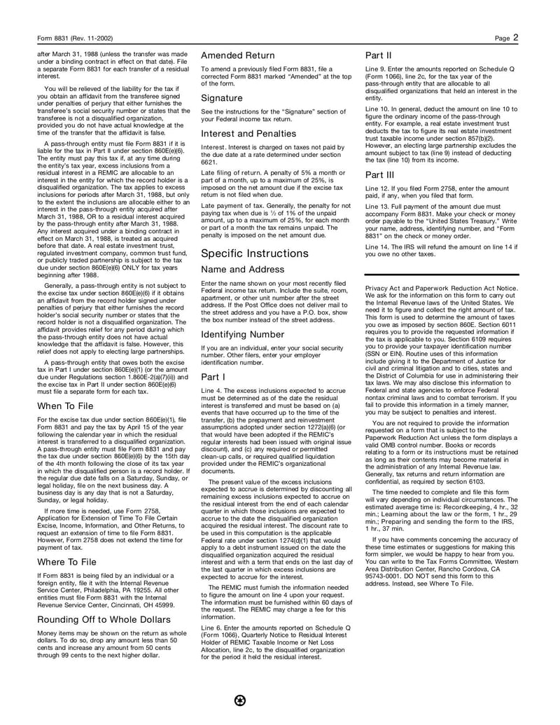 Large thumbnail of Form 8831 - Nov 2002