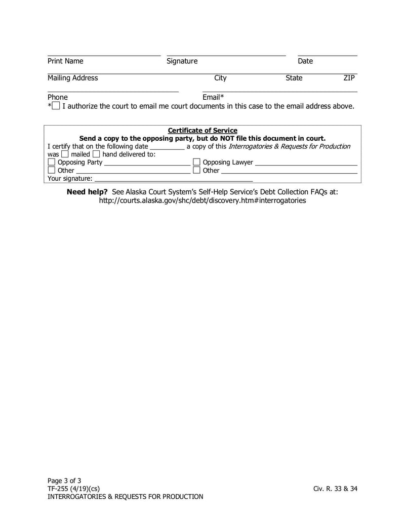 Large thumbnail of Form TF-255 Interrogatories & Requests for Production - Apr 2019