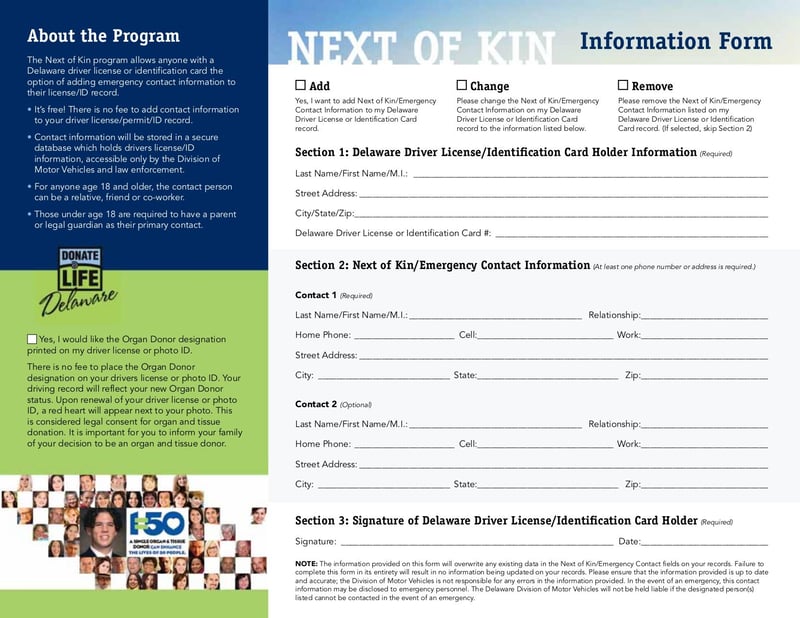 Large thumbnail of Emergency Contact Information Form - Nov 2011