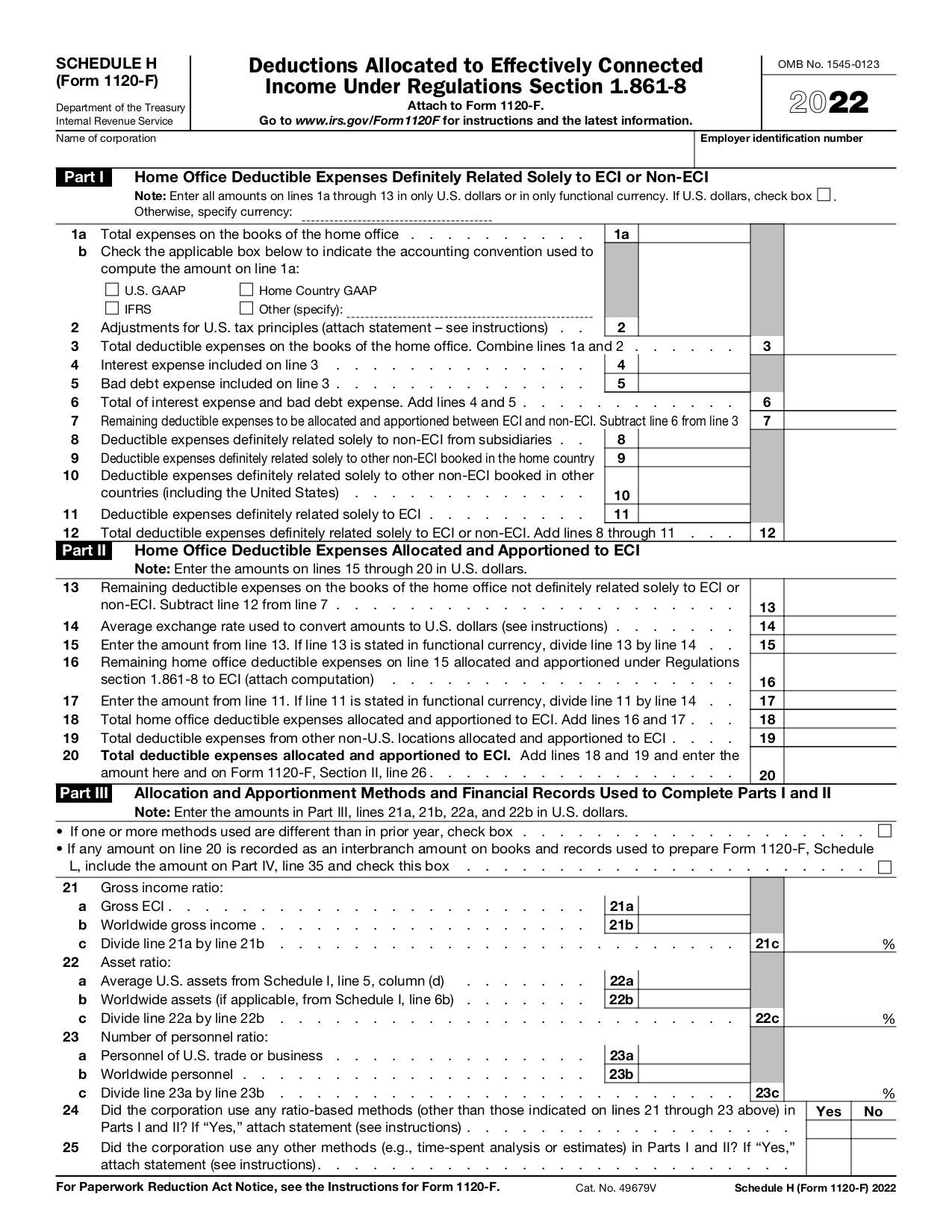 Schedule H (Form 1120F) Accessible Fill and sign online with Lumin
