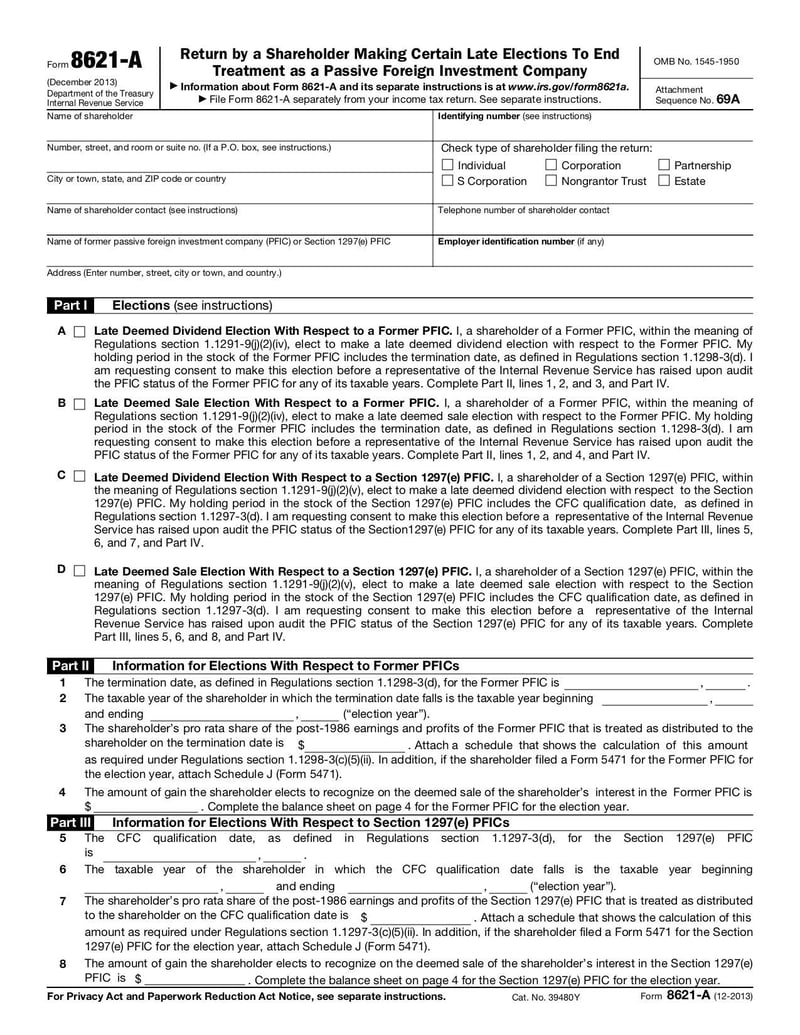 Large thumbnail of Form 8621-A - Dec 2013
