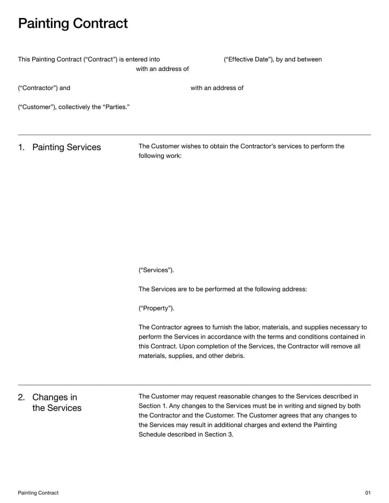 Large thumbnail of Painting Contract Template